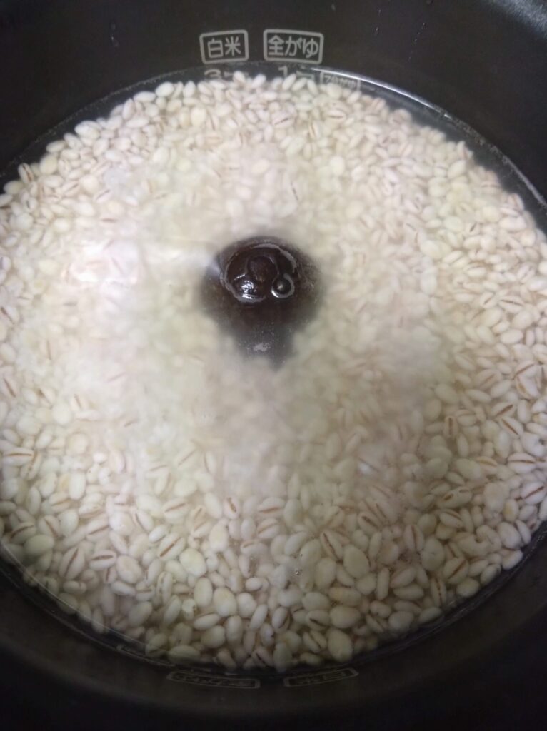 炊飯器に鉄玉を入れる